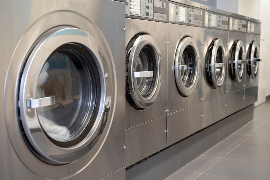 commercial laundry machine row