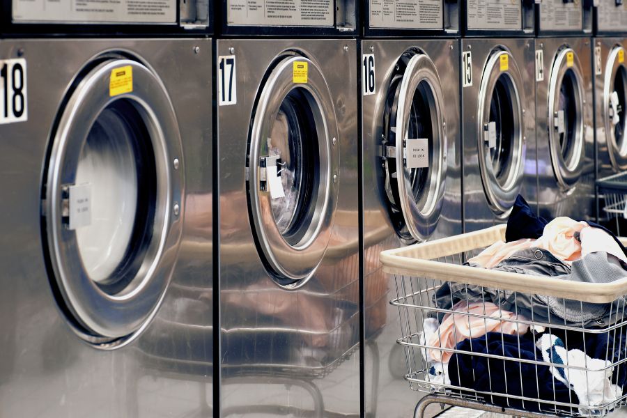 commercial laundry machine row